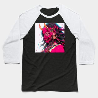 Pink Demon Girl Baseball T-Shirt